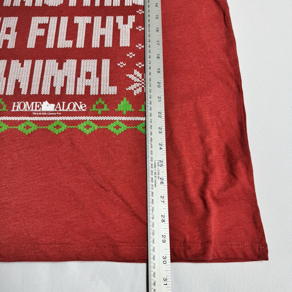 Home Alone Short Sleeve T-shirt Christmas....Filthy Animal Adult Size XL Red - Picture 4 of 7